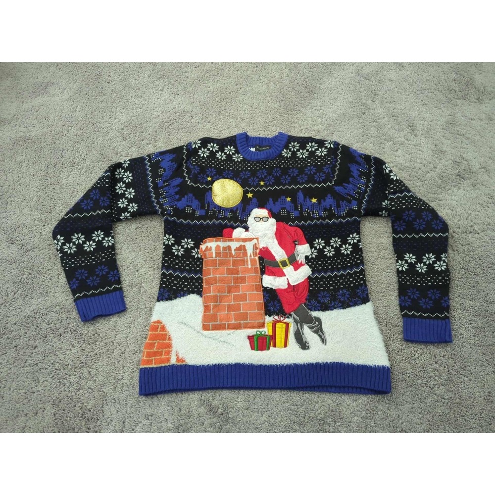Blizzard Bay Mens Ugly Sweater Medium Pullover Chimney Santa Christmas‎